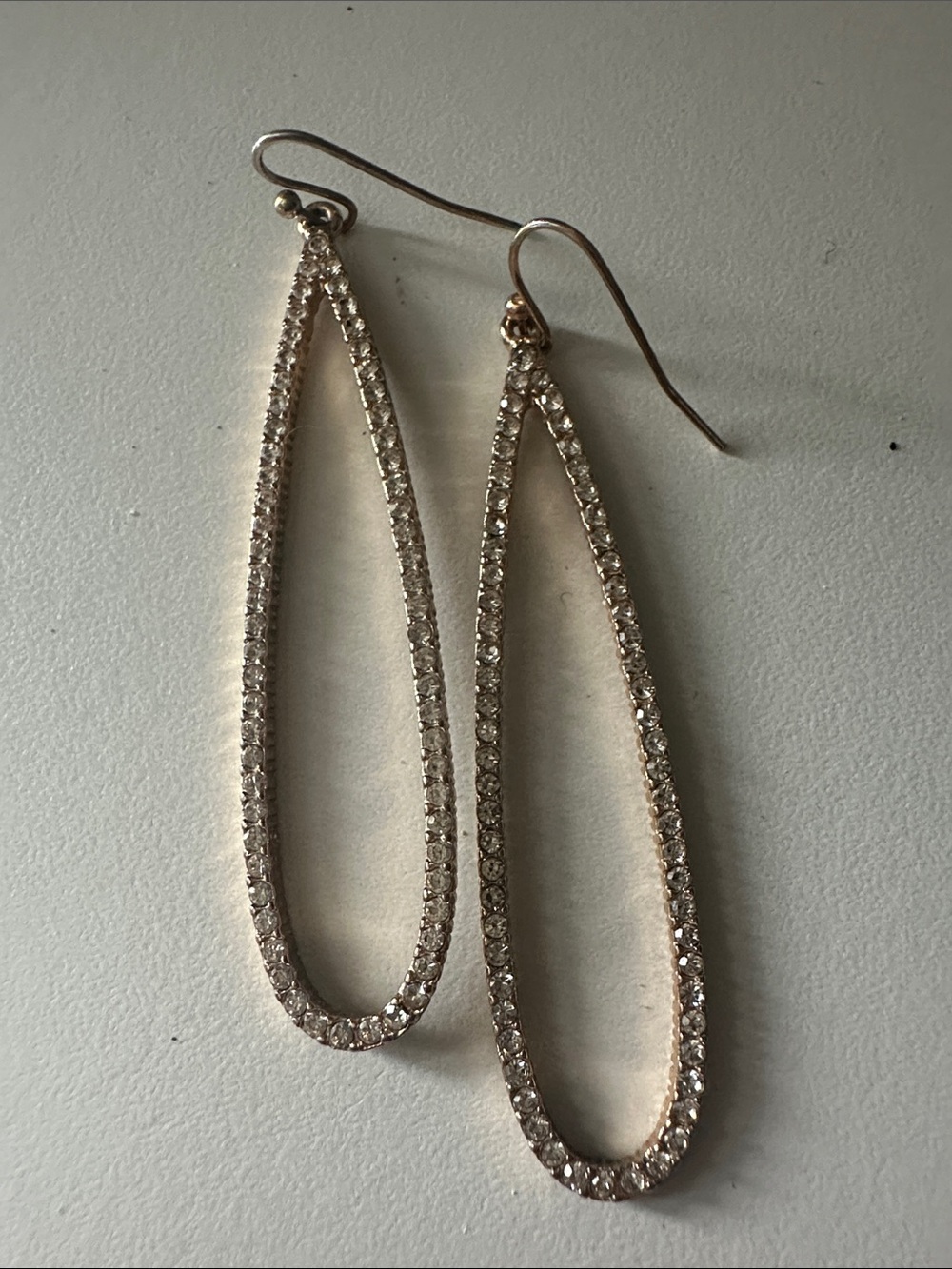 Sparkling Teardrop Crystal Dangle Earrings - Gold